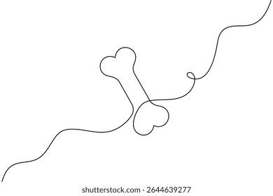 Símbolo de hueso de mascota una línea dibujando un diseño de Vector mínimo
