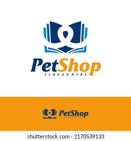 Pet Book Logo Design Template. Pet logo concept vector. Emblem, Creative Symbol, Icon