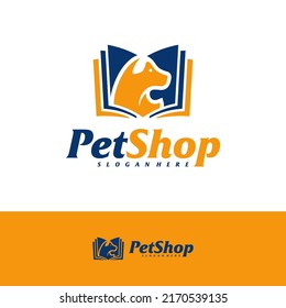 Pet Book Logo Design Template. Pet logo concept vector. Emblem, Creative Symbol, Icon