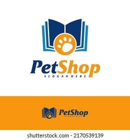 Pet Book Logo Design Template. Pet logo concept vector. Emblem, Creative Symbol, Icon