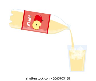 A PET bottle of apple juice. Vector illustration.