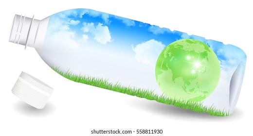 PET bottle earth sky background