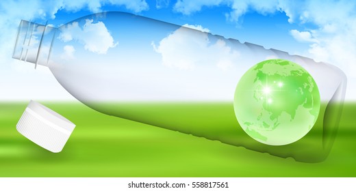 PET bottle earth sky background