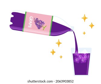 Una botella de zumo de uvas para PET. Ilustración vectorial.