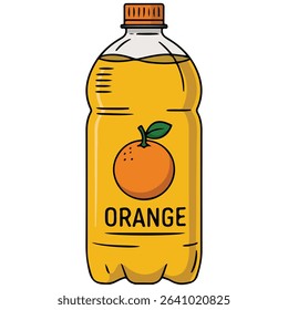PET bottle of orange juice isolated vector illustration on white background