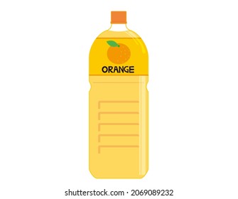 A PET bottle of orange juice. Vector illustration.