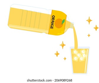 A PET bottle of orange juice. Vector illustration.