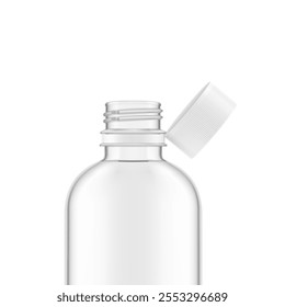 PET bottle with tethered cap. Vector illustration isolated on a white background. Ready for use in presentation, promo, advertising and more. EPS10.