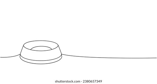 Pet bowl, dog bowl one line continuous drawing. Animals accessories, pet toy supplies continuous one line illustration.