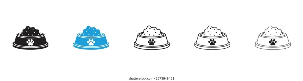 Pet bowl icons in filled and 3 stroke weights