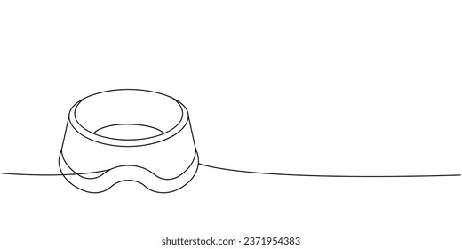 Pet bowl one line continuous drawing. Animals accessories, pet toy supplies continuous one line illustration. Vector minimalist linear illustration.