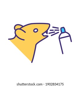 Pet breath freshener RGB color icon. Care for rat. Oral treatment. Mouth, teeth cleaning. Pet service. Domestic animal treatment. Veterinary for domestic animals. Isolated vector illustration