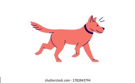 Pet brown dog semi flat RGB color vector illustration. Pure breed labrador. Happy doggy walking. Friendly puppy running. Domestic animal isolated cartoon character on white background