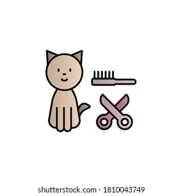 Pet, brush, cat color gradient vector icon