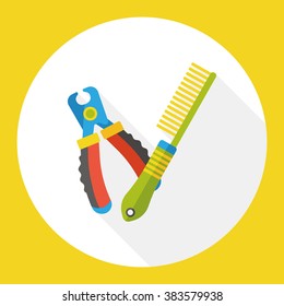 pet brush and cleaning tool flat icon