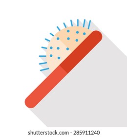 pet Brush flat icon with long shadow
