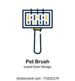 Pet Brush Lineal Color Vector Illustrations