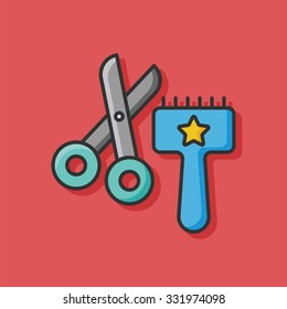 pet brush and scissors icon