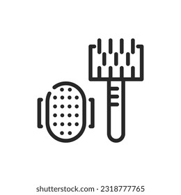 Pet Brushes Icon. Vector Outline Editable Sign of Animal Grooming and Pet Care Services.