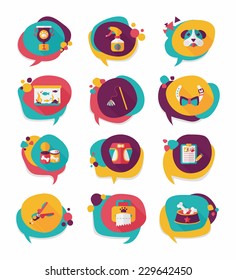 Pet bubble speech flat banner design background set, eps10