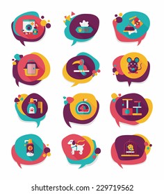 Pet bubble speech flat banner design background set, eps10