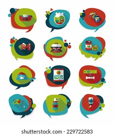 Pet bubble speech flat banner design background set, eps10