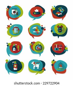Pet bubble speech flat banner design background set, eps10
