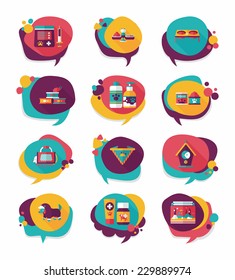 Pet bubble speech flat banner design background set, eps10