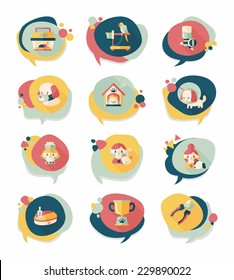 Pet bubble speech flat banner design background set, eps10