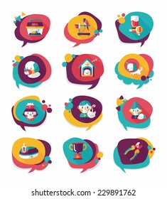 Pet bubble speech flat banner design background set, eps10