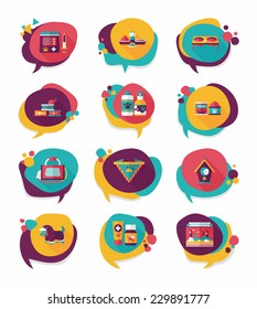 Pet bubble speech flat banner design background set, eps10