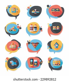 Pet bubble speech flat banner design background set, eps10