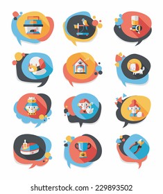 Pet bubble speech flat banner design background set, eps10