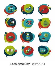 Pet bubble speech flat banner design background set, eps10