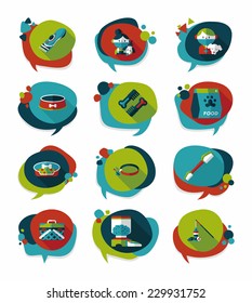 Pet bubble speech flat banner design background set, eps10