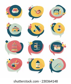 Pet bubble speech flat banner design background set, eps10