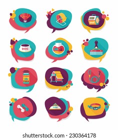 Pet bubble speech flat banner design background set, eps10