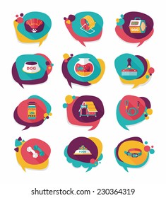 Pet bubble speech flat banner design background set, eps10
