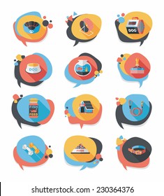 Pet bubble speech flat banner design background set, eps10
