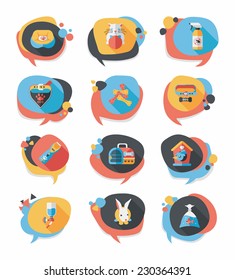 Pet bubble speech flat banner design background set, eps10