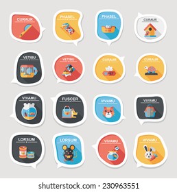 Pet bubble speech flat banner design background set, eps10