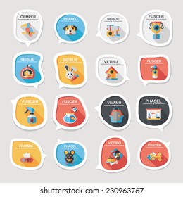 Pet bubble speech flat banner design background set, eps10
