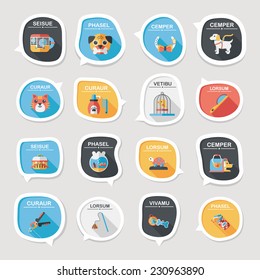 Pet bubble speech flat banner design background set, eps10