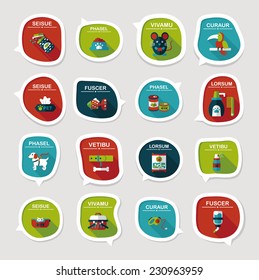 Pet bubble speech flat banner design background set, eps10