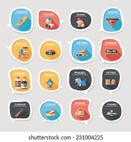 Pet bubble speech flat banner design background set, eps10