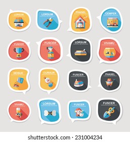 Pet bubble speech flat banner design background set, eps10