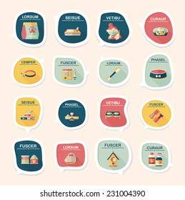 Pet bubble speech flat banner design background set, eps10