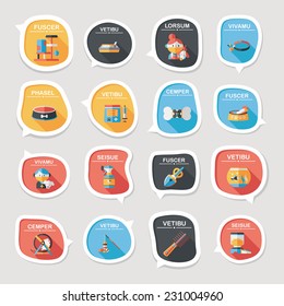 Pet bubble speech flat banner design background set, eps10