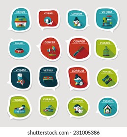 Pet bubble speech flat banner design background set, eps10