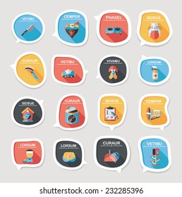 Pet bubble speech flat banner design background set, eps10, dummy text